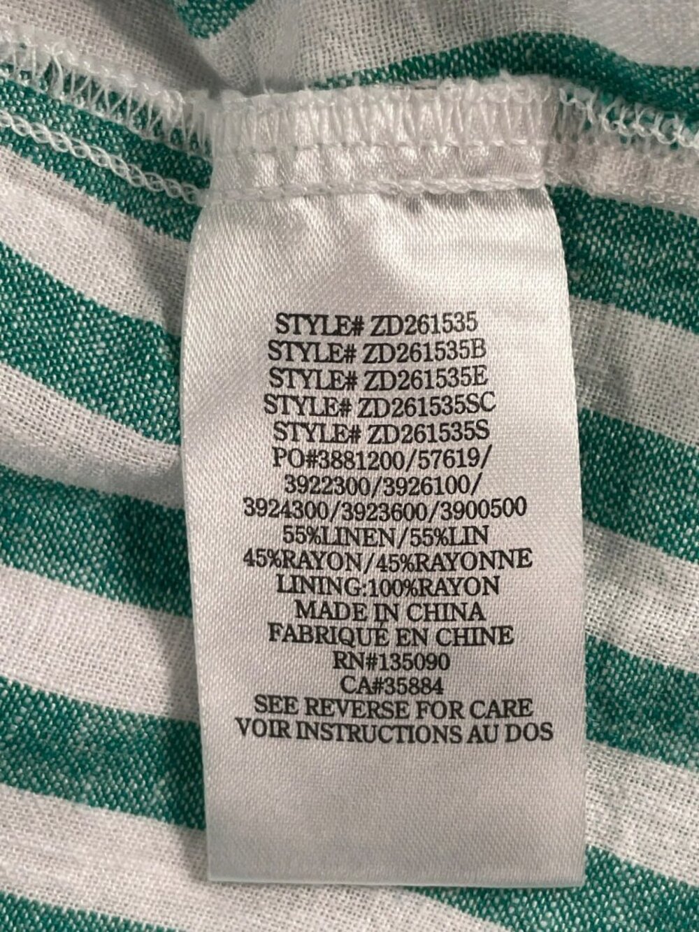 Z Supply Bayside Striped Linen Maxi Dress Adjustable Straps Green/White Sz S NEW - Picture 10 of 10